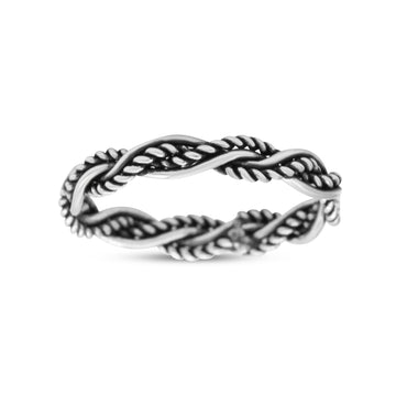 Iconic Braided Double Twisted Rope Engraved Fascinating Oxidized Band Thumb Ring